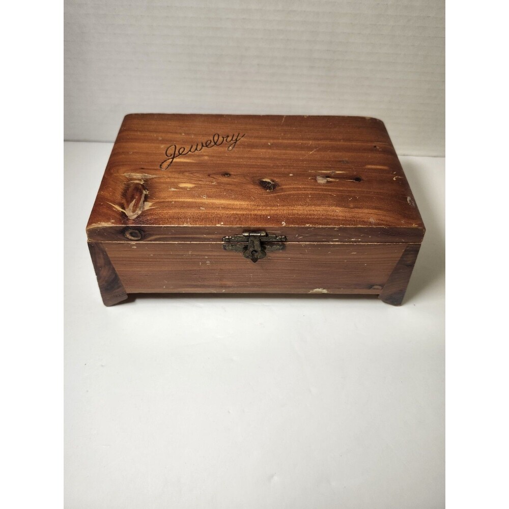 7" × 3" Vintage Cedar Jewelry Box